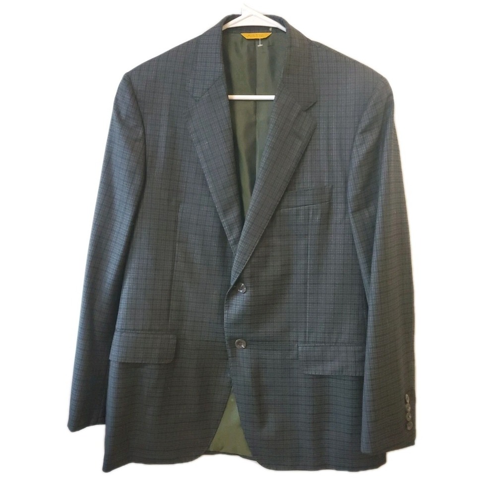 Hickey Freeman Men's 42 Traveler Gold Label Sport Coat‎ Blazer 100% Wool Plaid